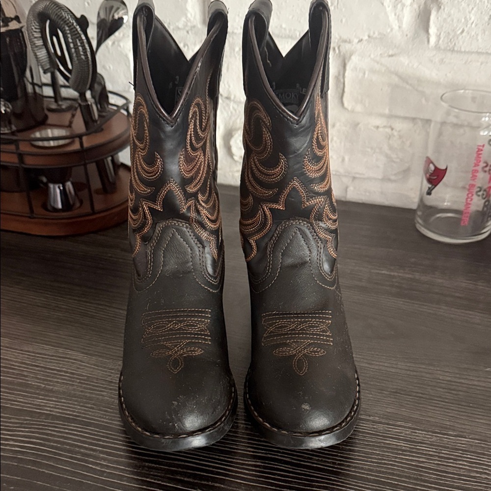 Kids Black and Brown Western Boots - Picture 2 of 8